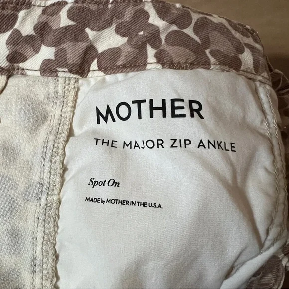 MotherThe Major Zip Ankle Spot On Jeans Wide Leg High Rise Leopard Size 29